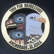 Fur Rendezvous Anchorage Alaska 1990 Vintage Pin Eagle Totem Enamel Metal - £7.86 GBP