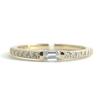 Authenticity Guarantee 
Emerald Cut Diamond Statement Wedding Band Ring 14K Y... - £786.99 GBP