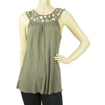 Blugirl Blumarine Romantic Gray Beaded Cami Tank Vest Sleeveless Top sz 42 - $58.41