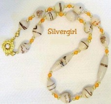 Vintage Lampwork Cream Brown Glass Beaded Choker - £15.70 GBP