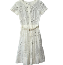 Vintage 1950&#39;s Henry Rosenfeld Eyelet A-Line Shirt Dress Short Sleeve Si... - $98.95