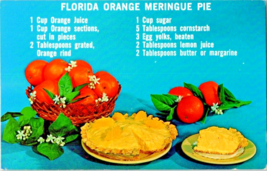 Postcard Recipe Card Florida Orange Meringue Pie 5.5 x 3.5 Ins Unposted Vintage - £3.08 GBP