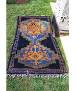 5×2 Vintage Black Berber Moroccan rug, hand woven Beni Ourain carpet, ru... - £236.19 GBP