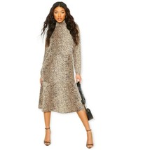 NEW Boohoo Leopard Print High Neck Midi Dress Size 6 - £17.31 GBP