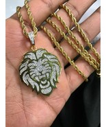Pendentif Charm Homme &#39;KING LION&#39; En Moissanite Rond 2,50 CT Plaqué Or J... - €113,47 EUR