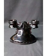 Old ART DECO Purple Amethyst Glass Double Candelabra Candle Holder - $18.49