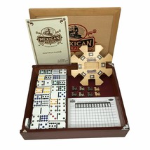 8 Player Mexican Train Dominoes Board Game Wood Storage Box Felt Lining  - £62.43 GBP