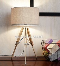 Nauticalmart Classical Designer Natural Wood Tripod Table Lamp - £118.55 GBP