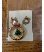 Vintage Christmas Wreath Pin And Earrings - £14.69 GBP