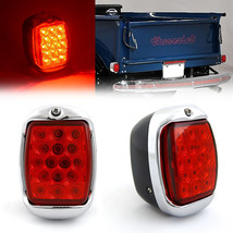 Red LED Tail Lamp Lens &amp; Black Housing Assembly Pair for 1940-53 Chevy GMC Truck - £101.97 GBP