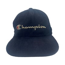 Champion Brand Hat Men’s Navy Blue Corduroy Cords Leather Strapback Cap - $27.90 CAD