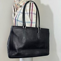 Coach Vintage Black Leather Large Tote Laptop Bag 9426 - £111.65 GBP