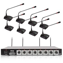 8 Channel Wireless Microphone System - Portable VHF Cordless Audio Mic Set with  - £305.99 GBP