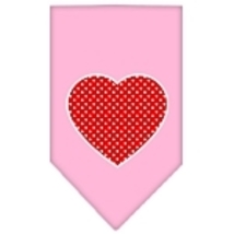 Red Swiss Dot Heart Screen Print Bandana Light Pink Size Large - £9.07 GBP
