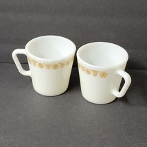 2 Vintage Pyrex Butterfly Gold Coffee Mug Tea Cup Pyrex 1410 D handle - £7.90 GBP