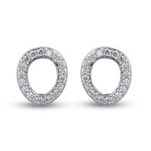 0.15 CT Round Natural Diamond Open Circle Stud Earrings 14K White Gold Finish - £131.92 GBP