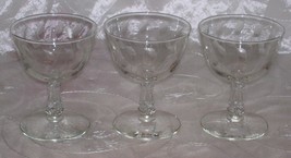 Vtg Libbey Rock Sharp -CRYSTAL LEAF Low Sherbet Glass/Goblet- #3002 - Set 3 EUC - £8.25 GBP