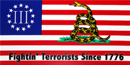 Gadsden Fighting Terrorists Since 1776 Decal Vinyl Bumper Sticker (3.75&quot;... - $10.99