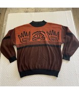 VINTAGE STUDIO UMEN Brown &amp; Black Eye &amp; Hands Pullover Mock Turtleneck S... - $44.44