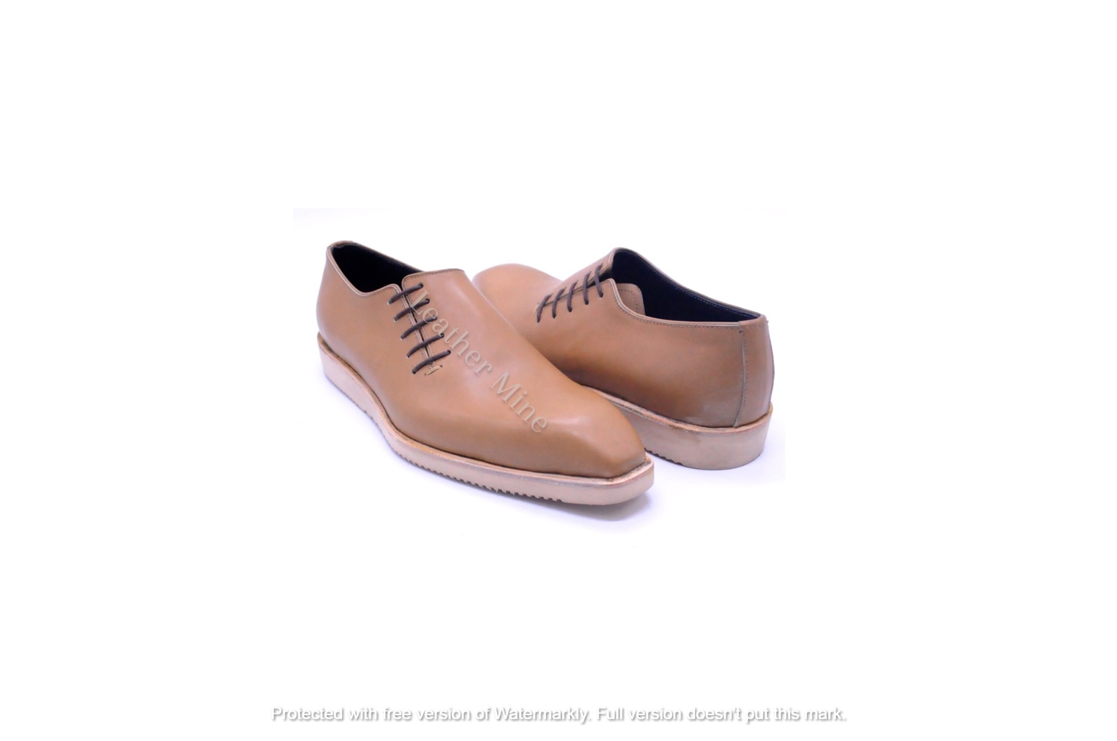 Handmade Men's Tan Leather Whole Cut Oxford Formal Shoes For Men
