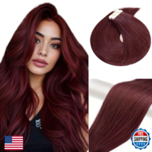 Munx Wine Red Tape In Hair Extensions Human Hair Invisible Hair Extensio... - $68.49