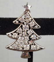 Vintage Liz Claiborne Clear Crystal Rhinestone Christmas Tree Silver Ton... - $23.77