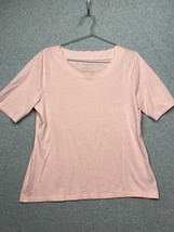 Talbots Scallop 100% Cotton Shirt Womens Petites LP Minimalist Summer Casual - $28.88