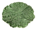 Vintage Green Cabbage Leaf Leaves Oval Platter Footed Cake Stand Spring ... - $48.62