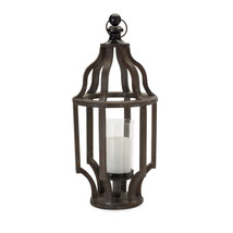23&quot; Black Wood and Glass Geometric Tabletop Lantern Candle Holder - $1,638.05 MXN