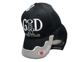 K&#39;s Novelties God is Good All The Time Christian Jesus Black Embroidered Cap Hat - £7.96 GBP