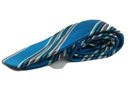Madison Mens Neck Tie Turquoise Striped Tie - £8.14 GBP