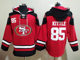 George Kittle 49ers Scarlet Lace-Up Pullover Jersey Hoodie  - $59.25