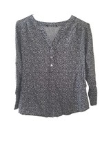 Black &amp; White Patterned Long Sleeve Blouse with Silver Threading - £7.61 GBP