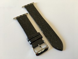 For  Apple Watch 42 44 45mm Shiny Black Strap PU 22mm Watch Band - £25.50 GBP