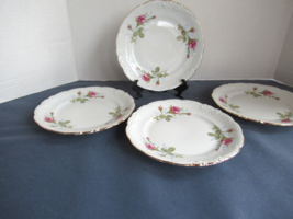 Wawel Poland  Rose Garden set of 4 dinner plates  dishes gold trim 10-1/2&quot;W - £23.00 GBP