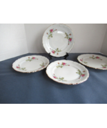 Wawel Poland  Rose Garden set of 4 dinner plates  dishes gold trim 10-1/2&quot;W - £23.08 GBP