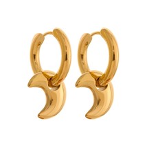 Star Moon Heart Pendant Drop Hoop Huggie Earrings Gold Plated Trendy Waterproof  - £9.68 GBP