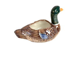 Vintage Mallard Duck Ceramic Planter Glossy  6” Tall 9” Long - £13.51 GBP