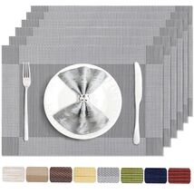 Elegant Set of 6 Washable Grey Placemats - Heat Resistant &amp; Non-Slip - $41.53