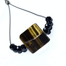 Tiger&#39;s Eye Smooth Square Spinel Beads Briolette Natural Loose Gemstone jewelry - £2.72 GBP