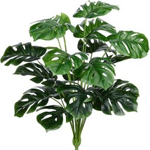 Green Artificial Palm Leaves Plants Faux Fake Monstera Turtle Leaf Tropical - £25.56 GBP