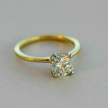 1.5CT Real Moissanite Solitaire Engagement Band Ring 14K Yellow Gold Finish - £92.29 GBP