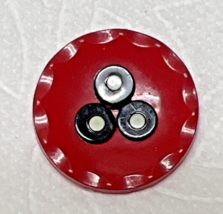 Vintage Stacked Celluloid Flower Poppy Red Black Button Just Over 1 Inch - £6.63 GBP