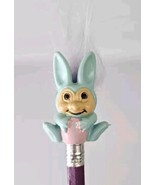 Vintage Russ Easter Bunny Rabbit Troll Pencil Topper Blue, Purple Hair 1.5&quot; - $9.89