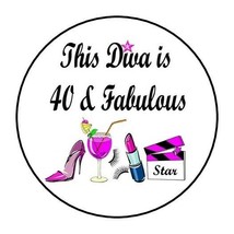 (30) 40TH Birthday Envelope Seals Labels Stickers 1.5&quot; Round Fabulous Diva - £5.98 GBP