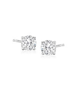 PRETTY ROSS SIMONS 14 Kt White GOLD  DIAMOND STUD EARRINGS 1/2 CT TW W/ BOX - $470.25