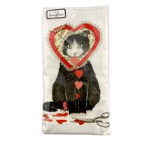 Mary Lake-Thompson Tea Towel Cat Hearts Fancy Flour Sack Dish Cloth Vale... - $31.57