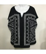 Talbots Woman 2X Black White Tunic Pullover Top V-Neck - £29.56 GBP