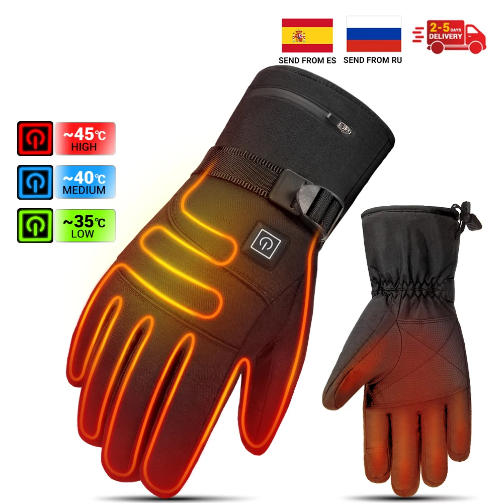 Motorcycle Gloves Waterproof Heated Gloves Heated Guantes Touch Screen Battery - £46.37 GBP+