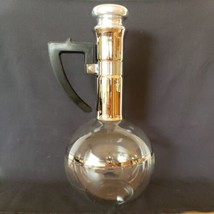 60s Glass Coffee Carafe Large Beaker Silver Trim Cork Stopper MCM Inland... - £29.40 GBP
